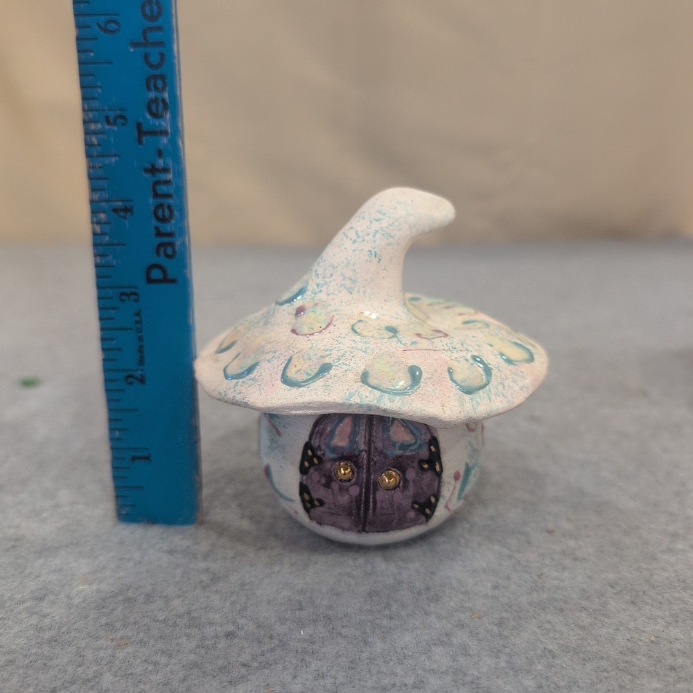 Tay Nunn Alabama Artist Handcrafted Miniature Ceramic 3 Fairy Houses Pottery - Picture 3 of 12